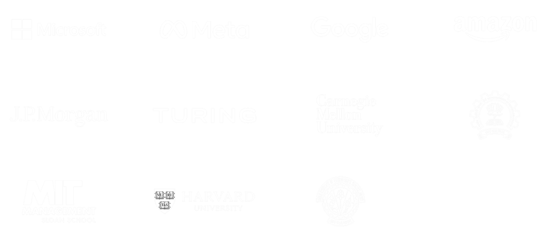 Our partners and clients including Microsoft, Meta, Amazon, J.P.Morgan, and Turing